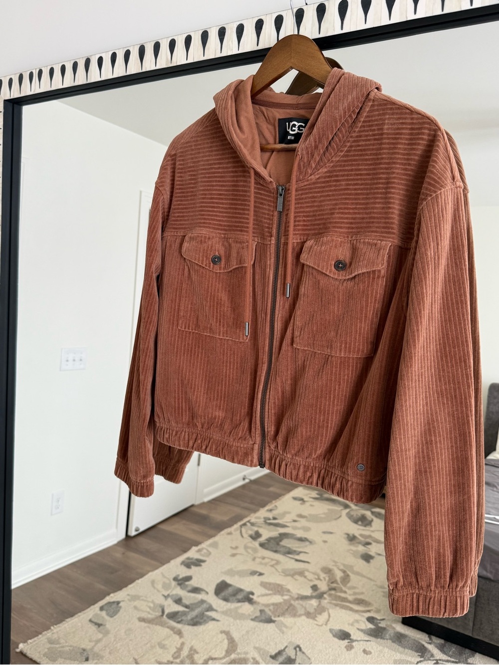 UGG women’s brown Corduroy Hooded Zip and pant set